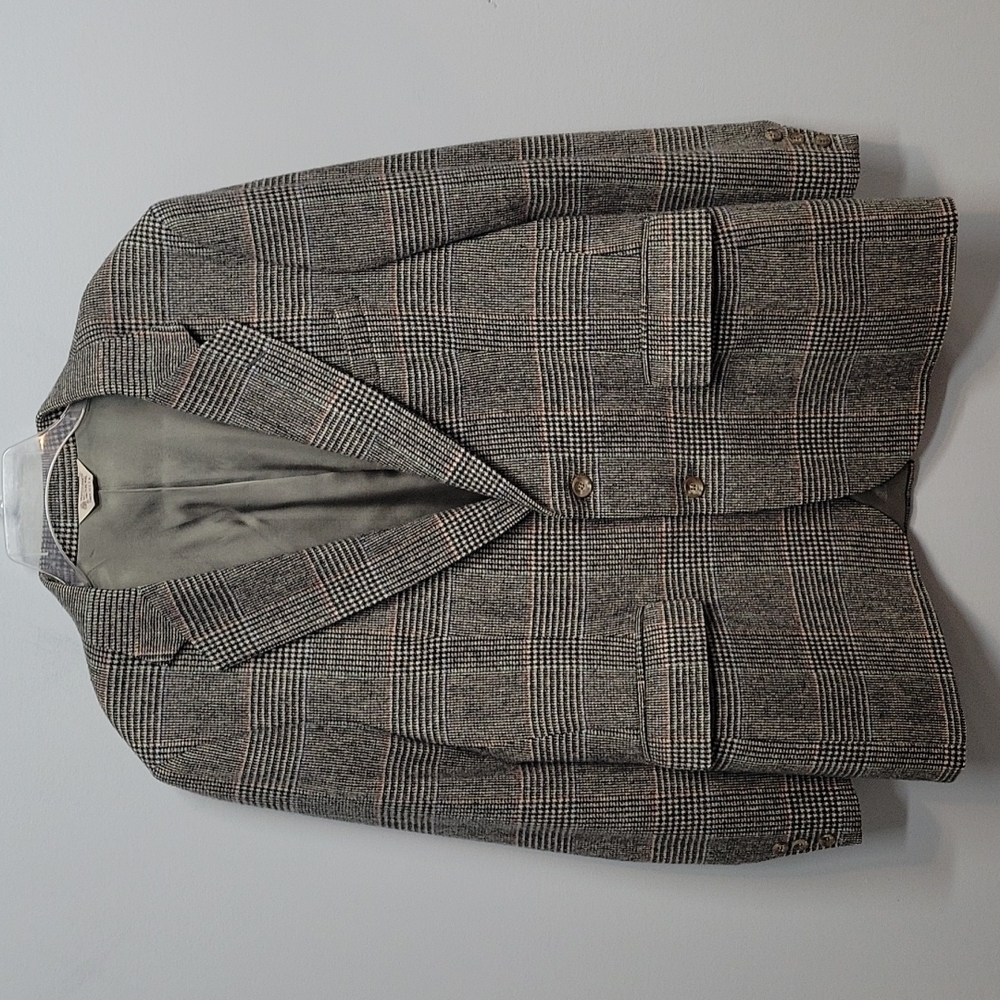Vintage Wool Plaid Men's 2 button Sport Coat Blazer Size 42R